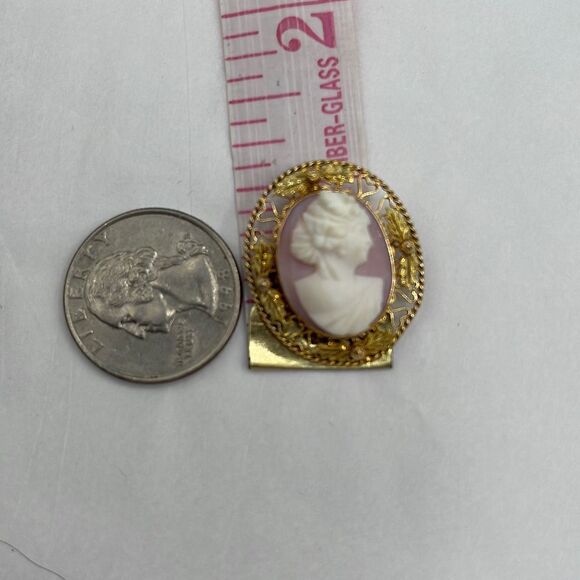 Victorian cameo brooch 10K gold left facing - Picture 11 of 13